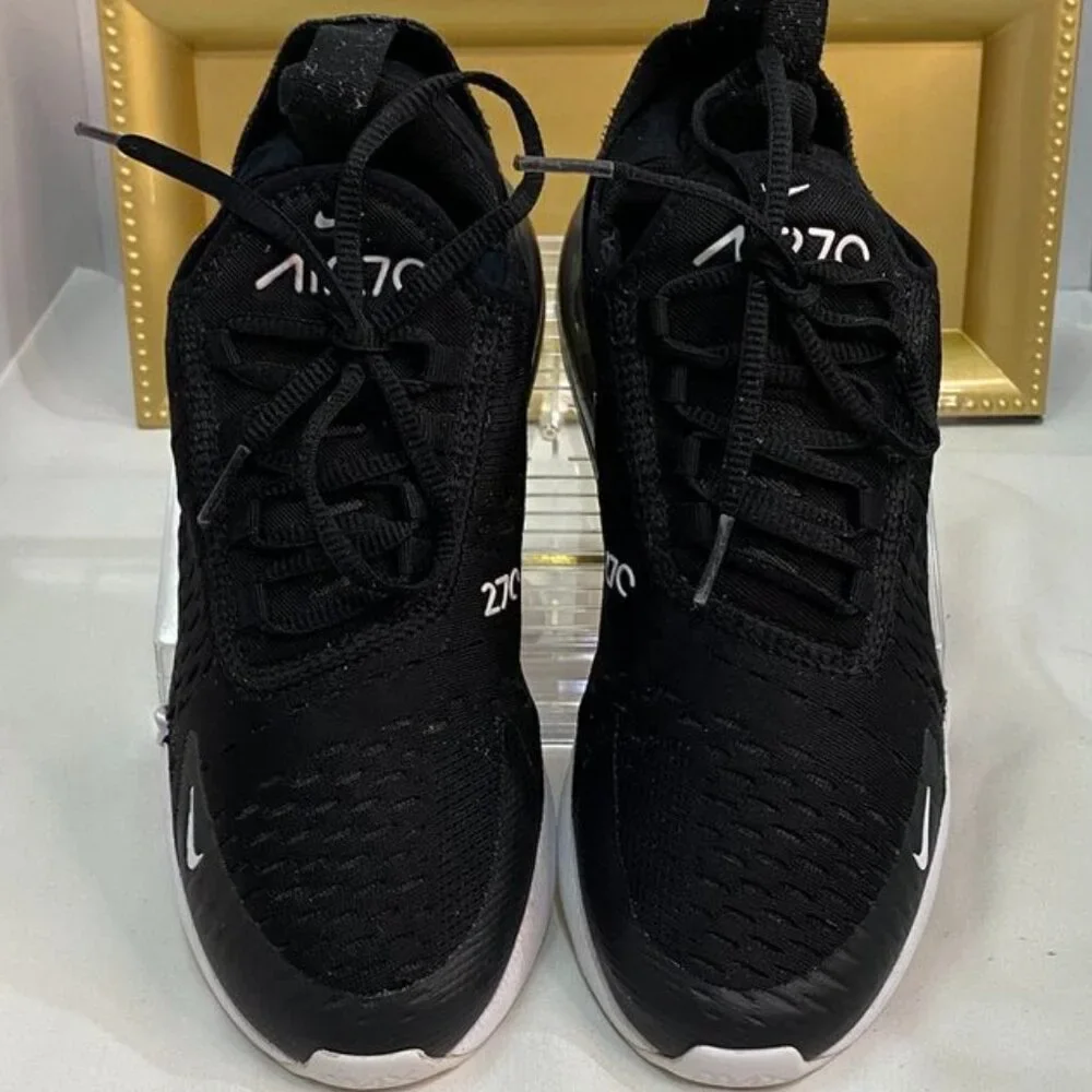 Nike Air Max 270 Black White Sneakers Women’s 7.5 Lifestyle Running Shoes - Picture 8 of 15